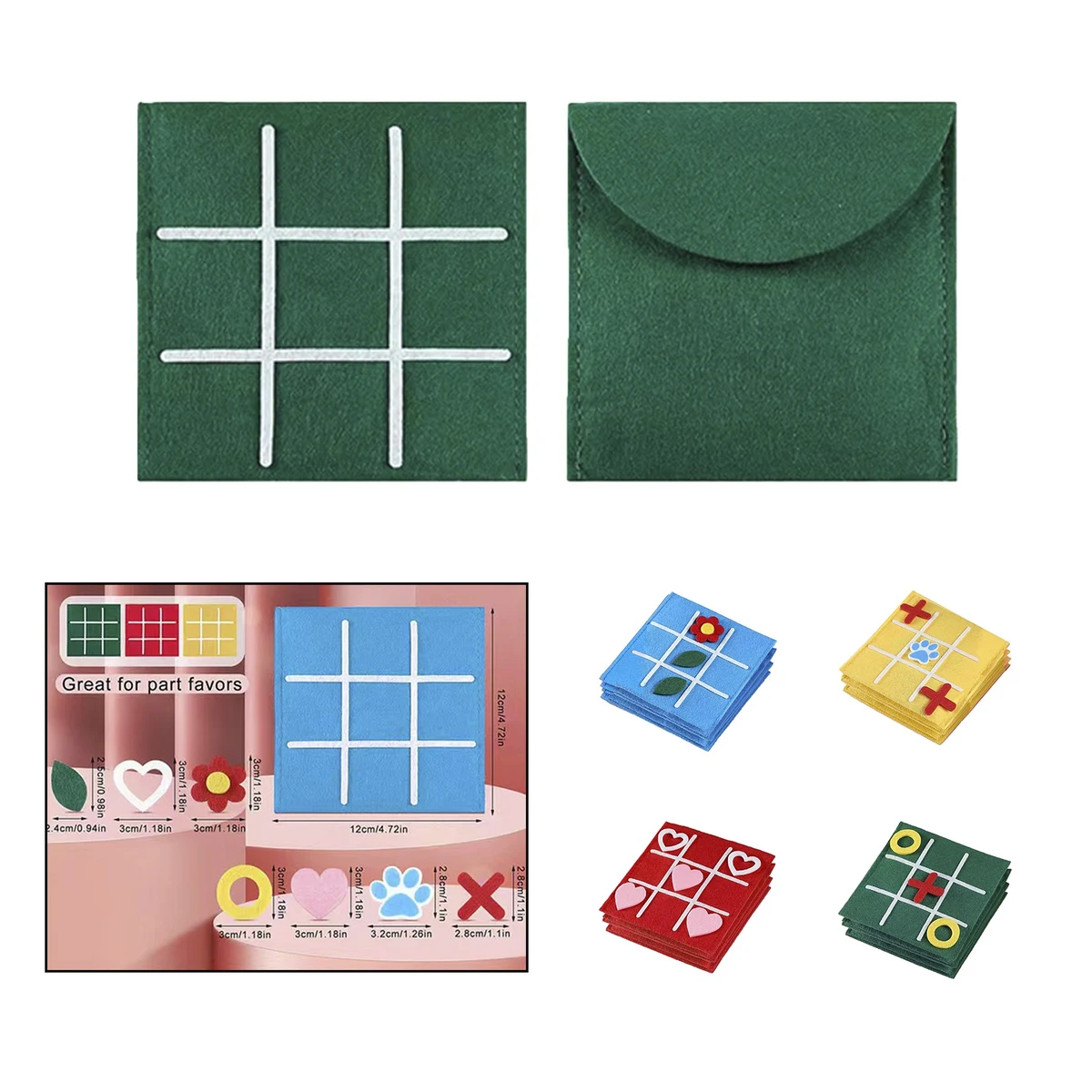 Mini Nine Square Checkerboard Felt Board Game 1