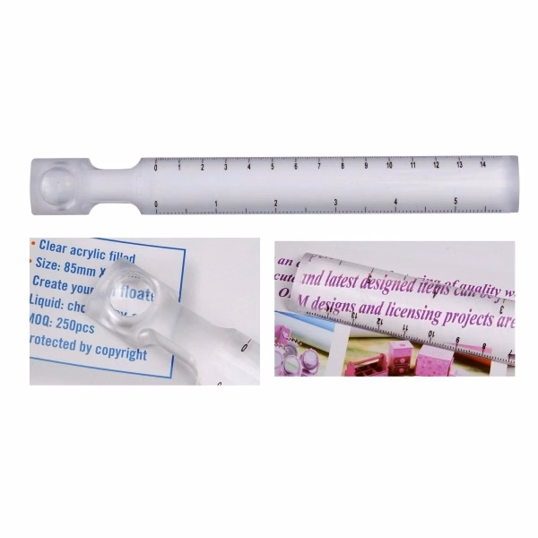 6" long ruler with magnifier