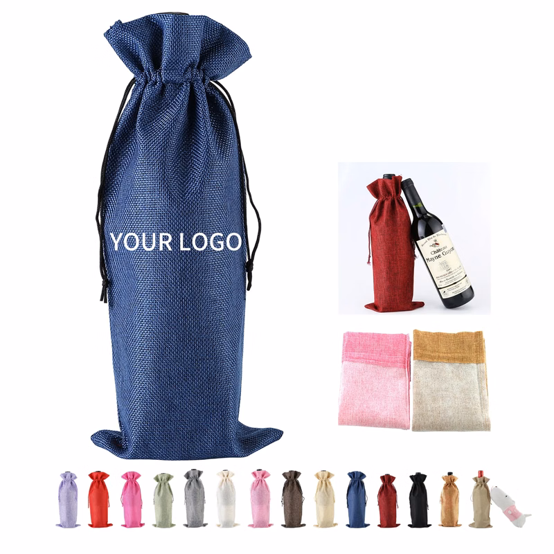 Reusable Burlap Wine Bottle Bag