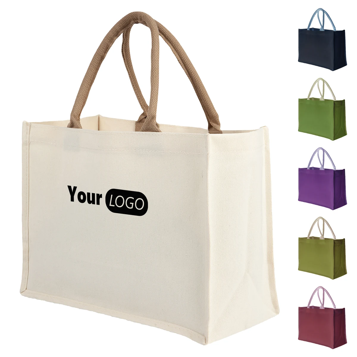 Jute White Pocket Tote ?C Versatile, Stylish, And Practical, custom tote bag with logo imprint 1
