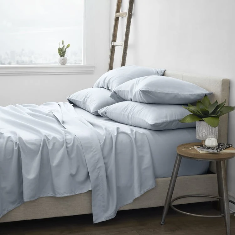 Luxury Bed Sheets - Solid Blue Cali King 6 Set 1