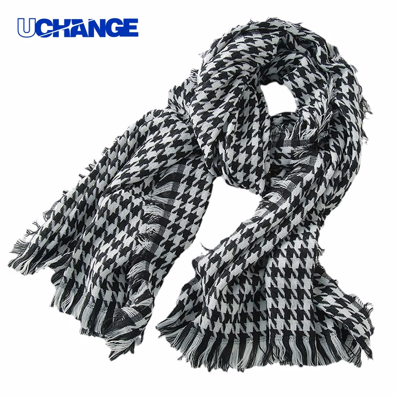 Plaid Scarf with Fringed Edges