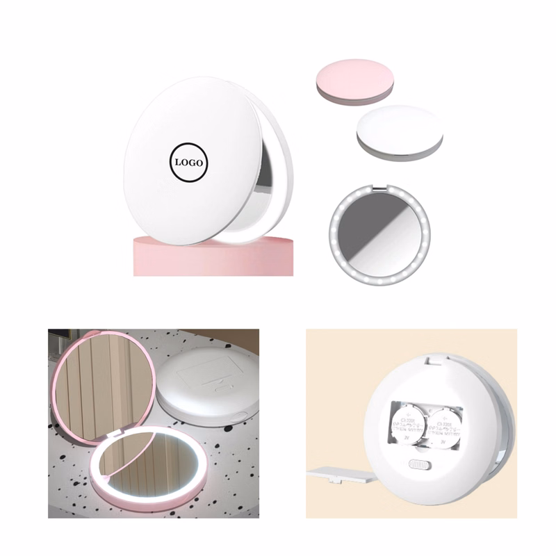 Practical LED Rechargeable Travel Makeup Mirror with Compact Design