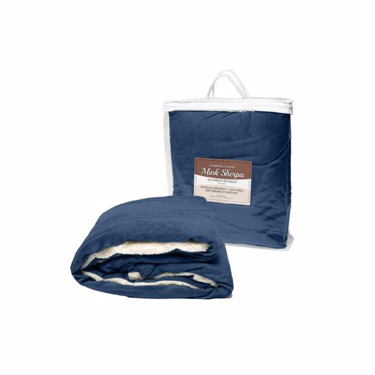 "50x60" Micro Mink Sherpa Blanket - Navy