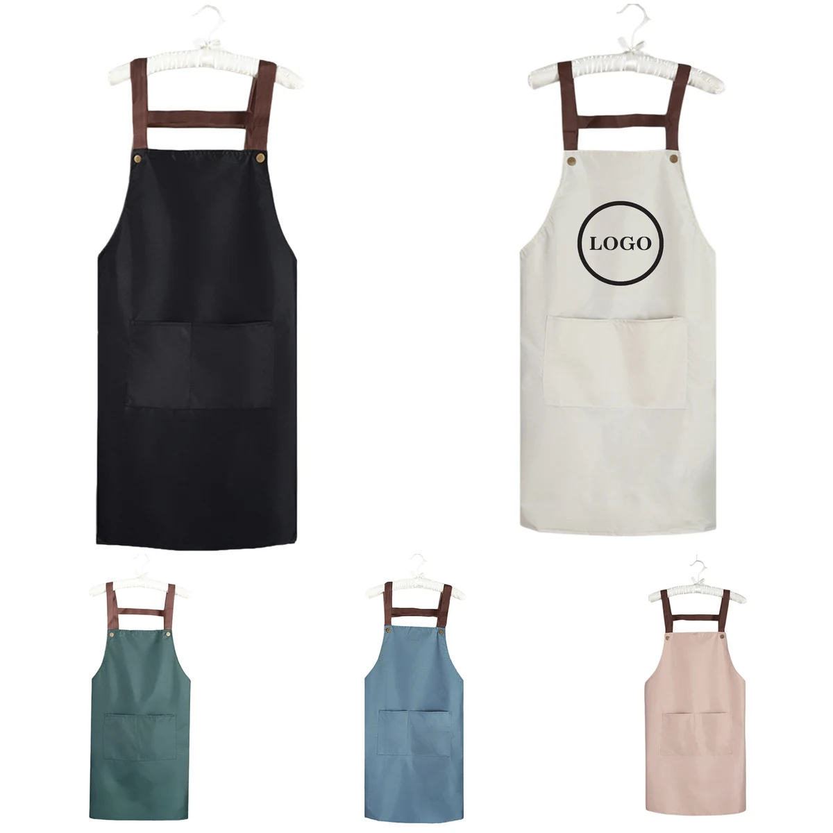 Waterproof Bib Apron With Front Pocket 1