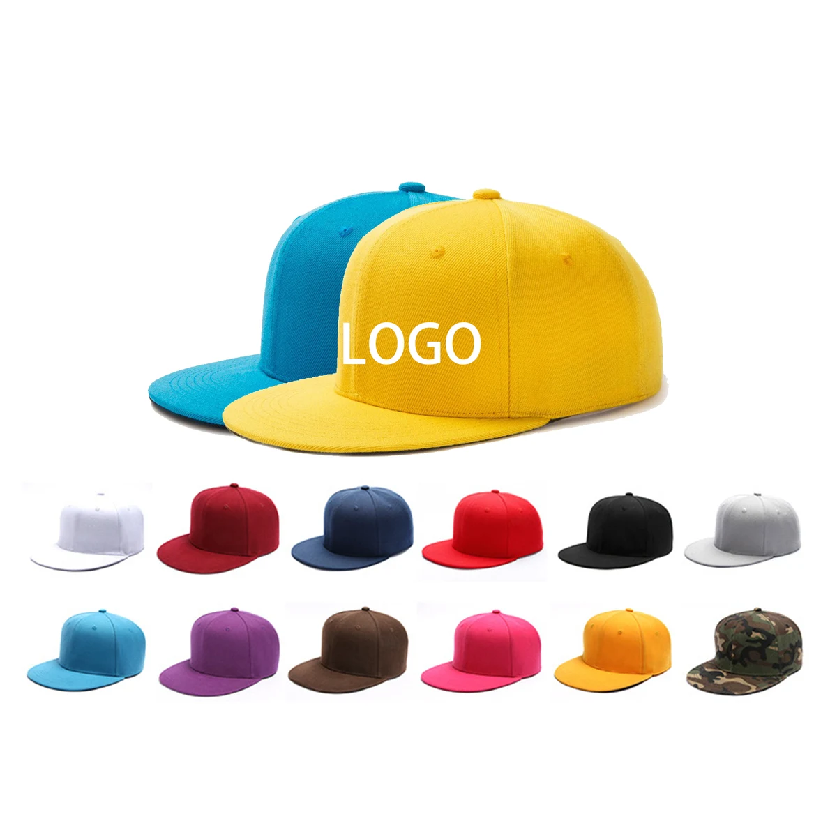 6 Panels Snapback Closure Hip Hop Style Flat Bill Caps 1