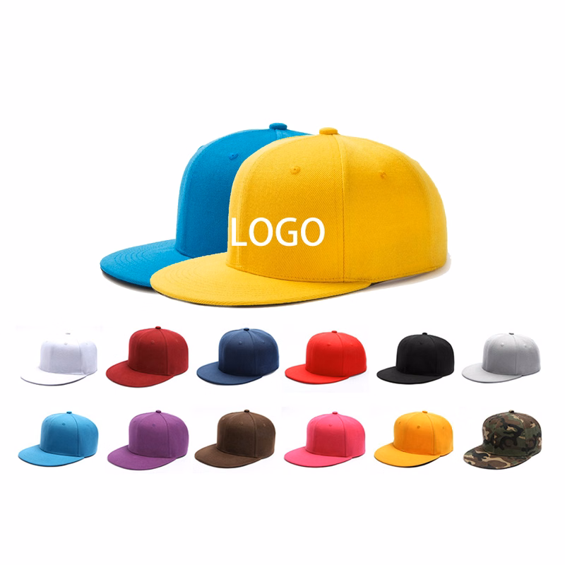 6 Panels Snapback Closure Hip Hop Style Flat Bill Caps
