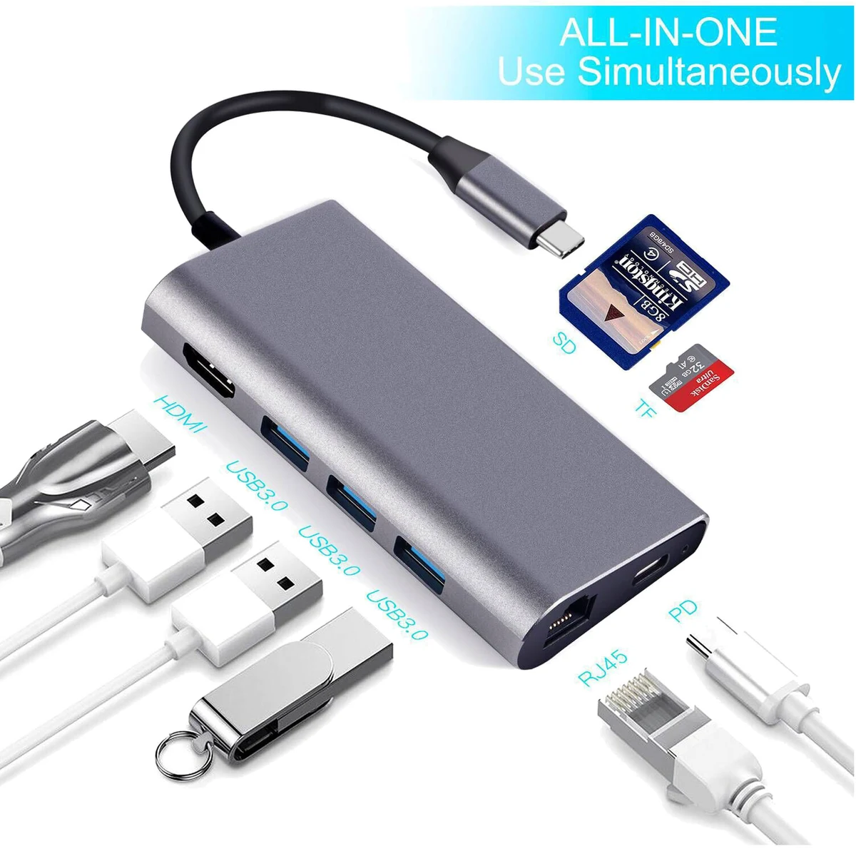 USB C Hub 8-in-1 Type C Adapter 1