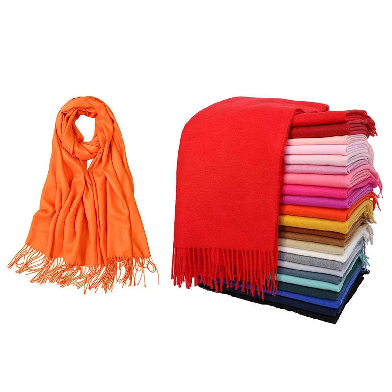 Cashmere-like Solid Color Tassel Scarf Shawl 1