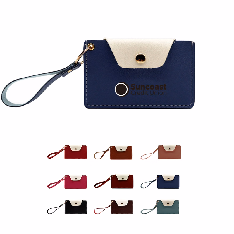 Zipper Leather Card Holder w/String