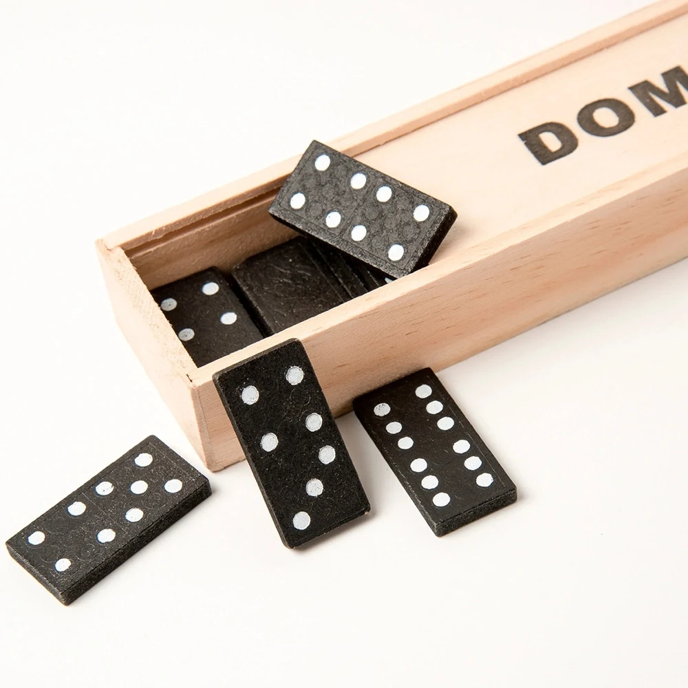 Miniature Classic Board Games Wooden Domino Box 1