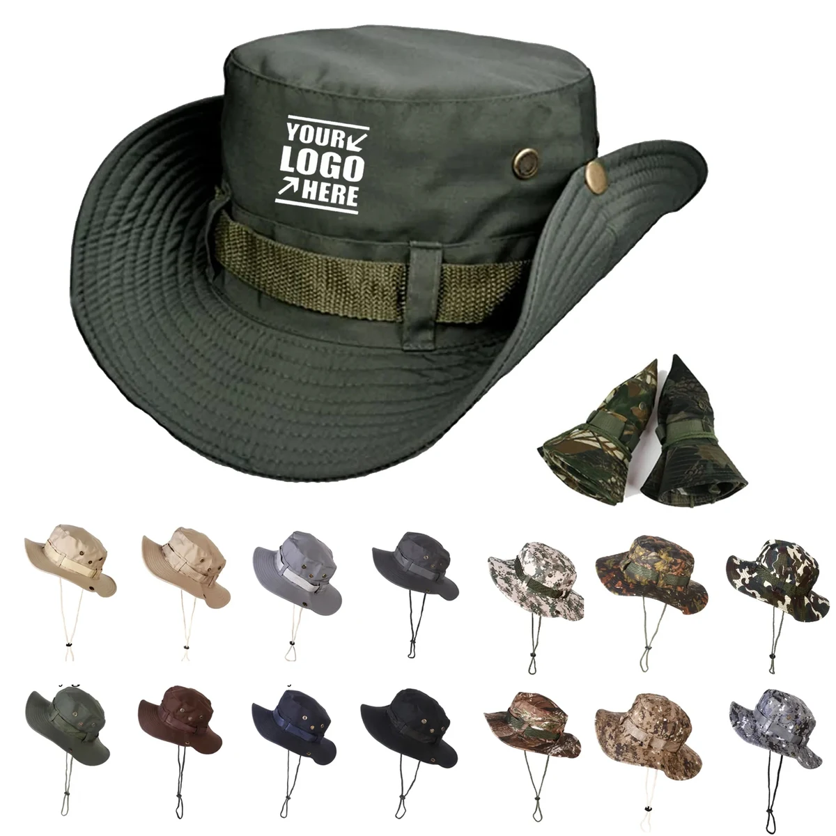 MOQ 20PCS Cotton Adjustable Wide Brim Boonies Hat 1