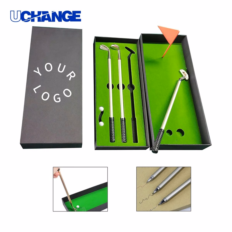 Desk Golf Pen Gift Set Kit with Mini Course Box