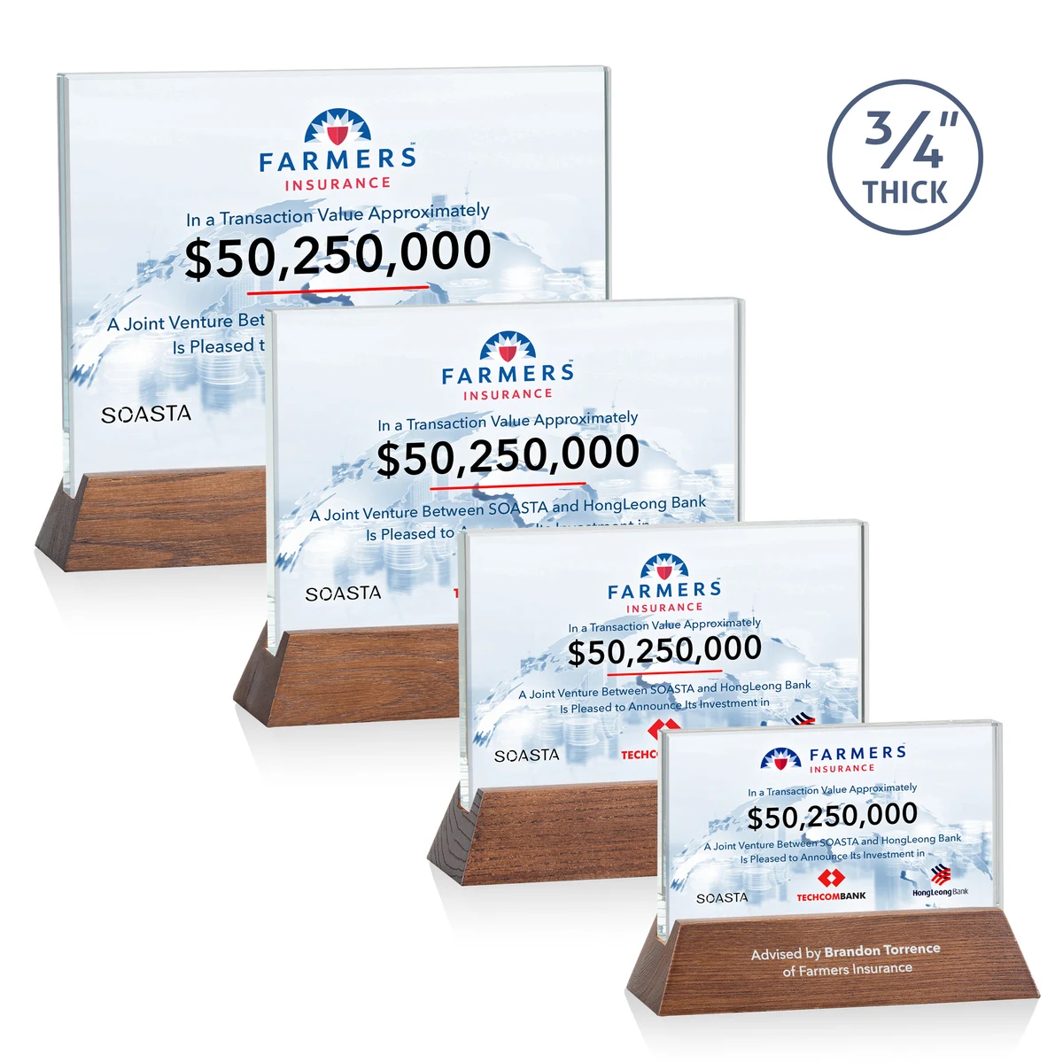 Walkerton VividPrint™ Award - Starfire/Walnut (Horiz) 1