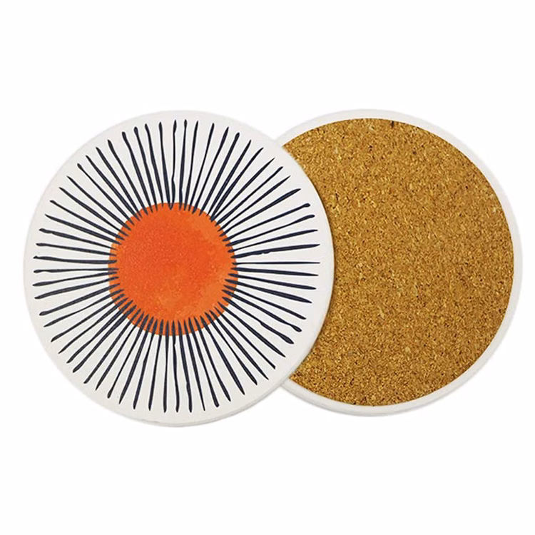Water-Absorbing Round Diatomite Cups Coaster for Drinks- Full Color