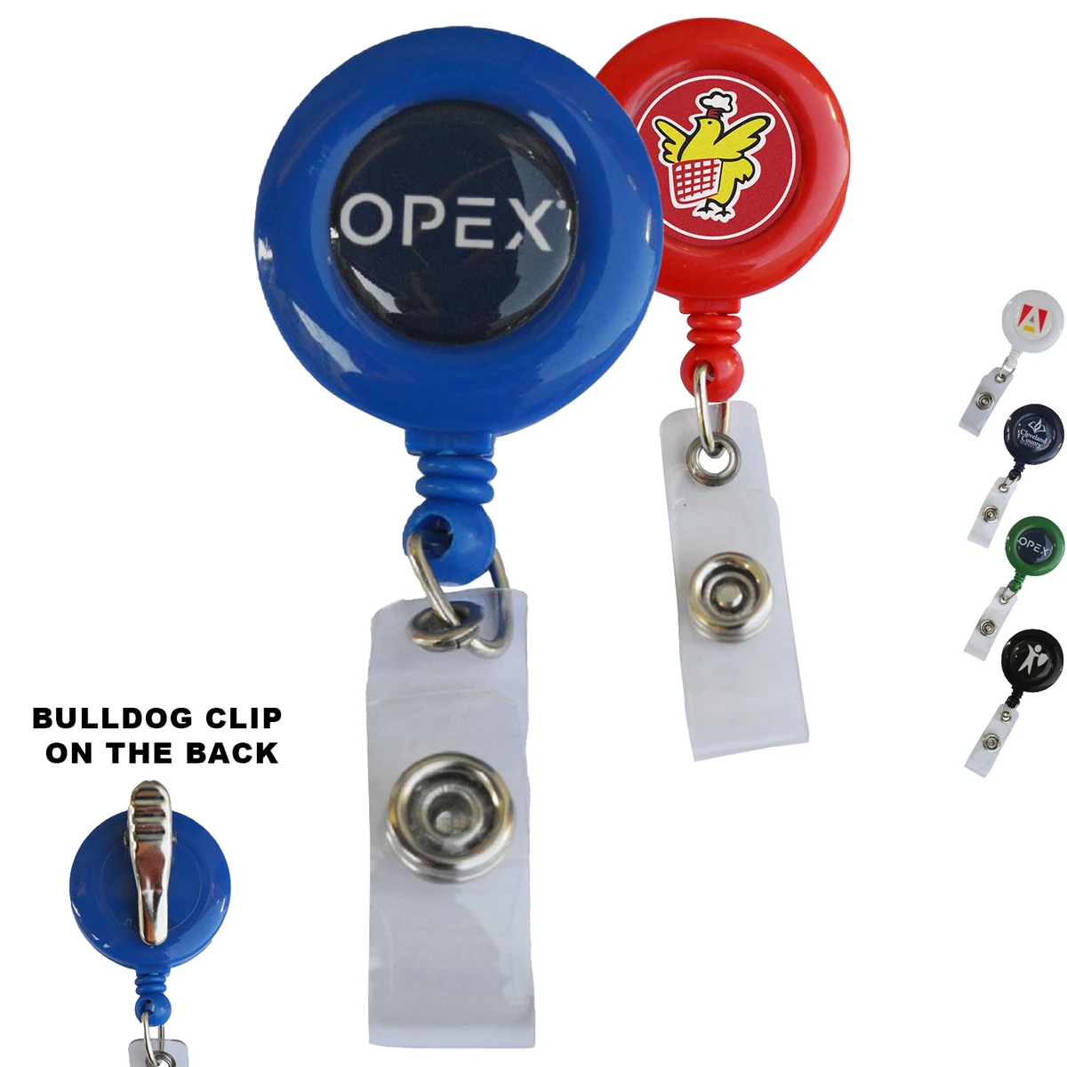 Round Retractable Reel w/ Bulldog Clip backing 1