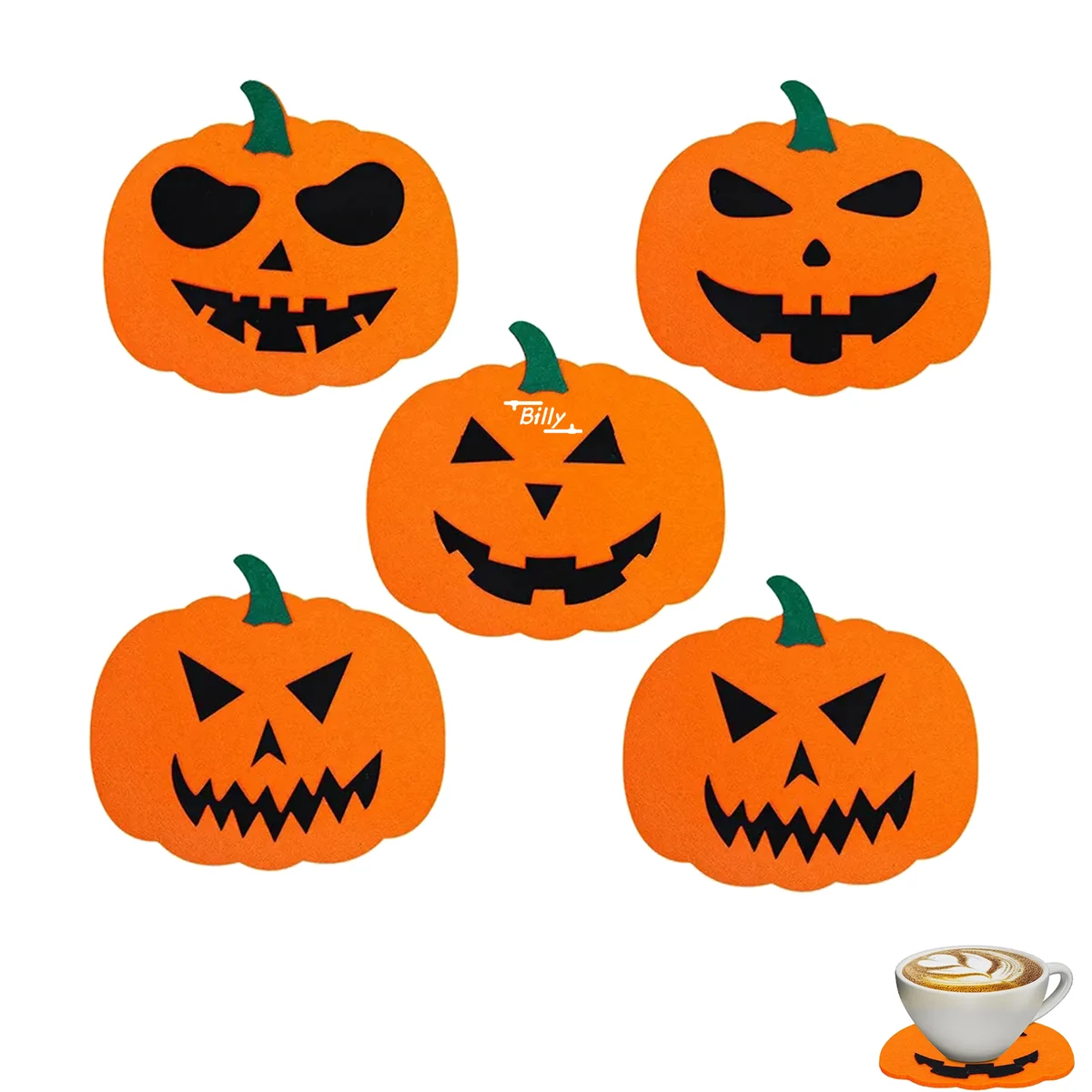 5PCS Felt Pumpkin Coaster 1