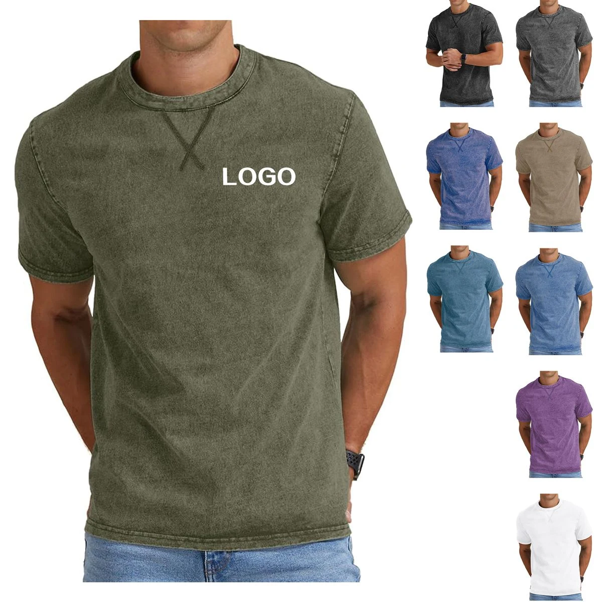 washed and distressed heavy cotton T-shirt 1
