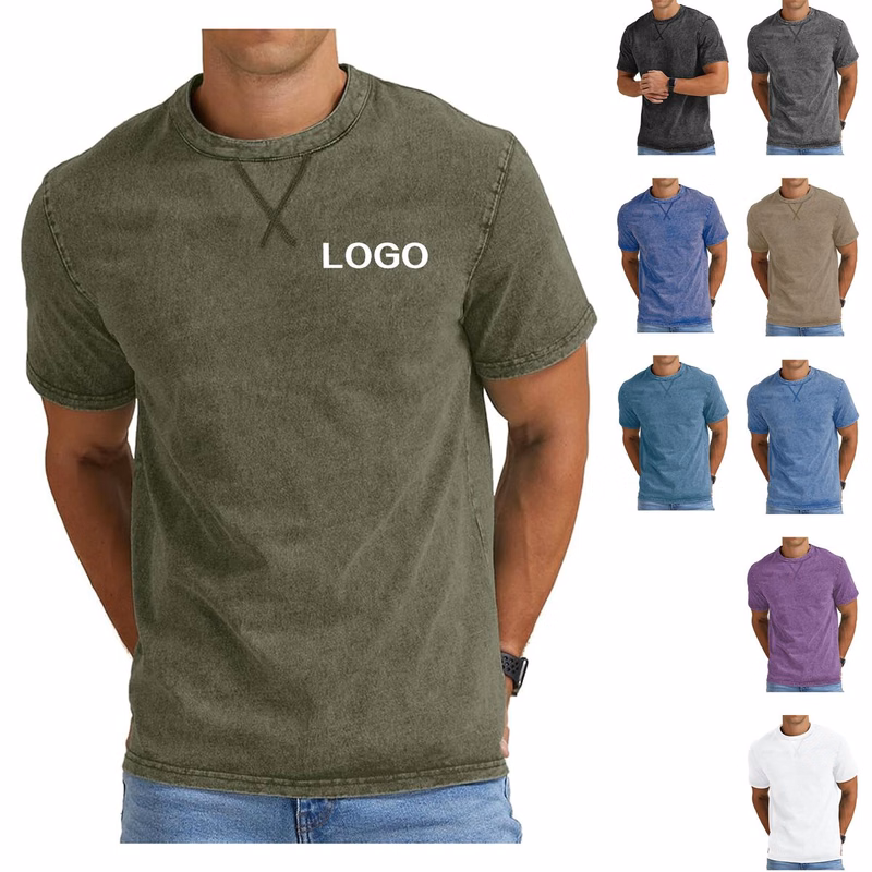 washed and distressed heavy cotton T-shirt