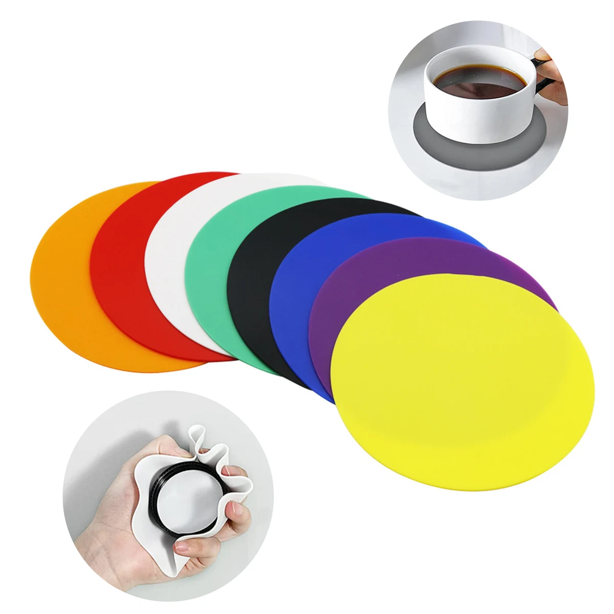 Round Silicone Jar Opener With Coaster Function 1