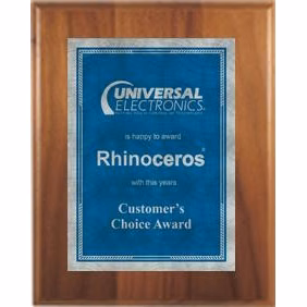 7" x 9" Cherry Finish Plaque with a Blue/Silver Victory Sunray Plate