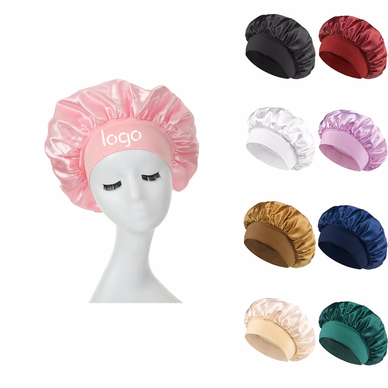 Pure Color Wide-Band Elastic Sleep Cap