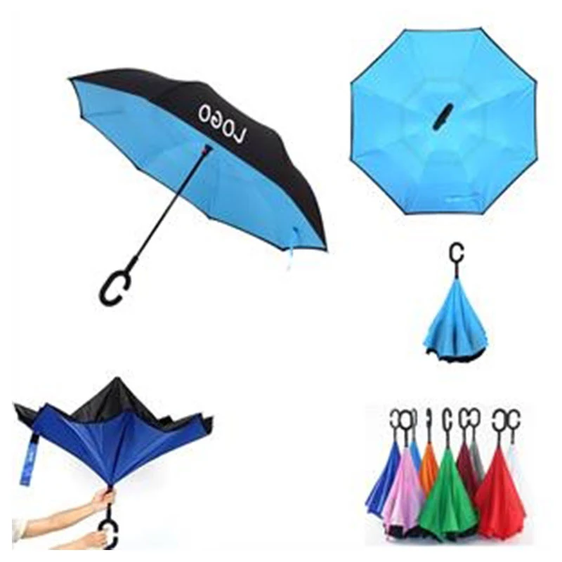C-Shape Handle Reversible Reverse Umbrella 1