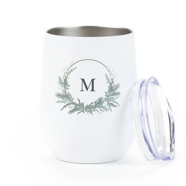 Holiday Monogram Wine Tumbler (12 Oz.) 1