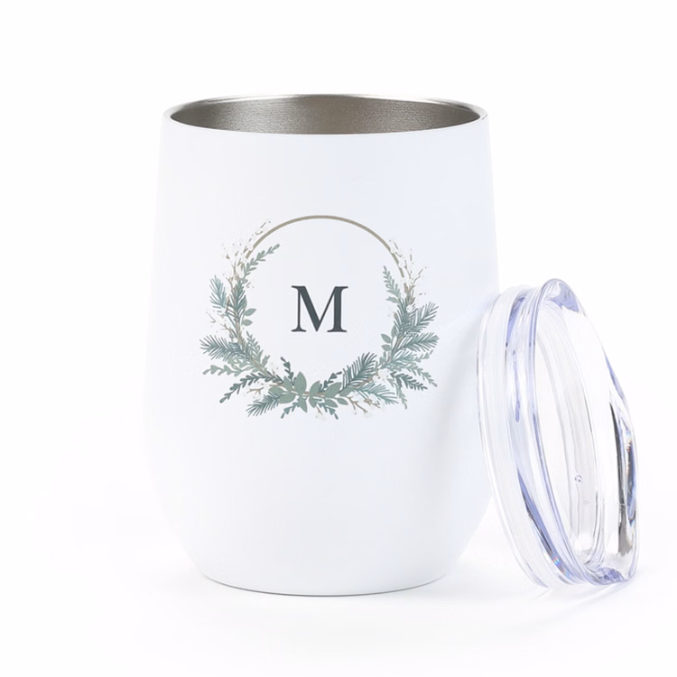 Holiday Monogram Wine Tumbler (12 Oz.)