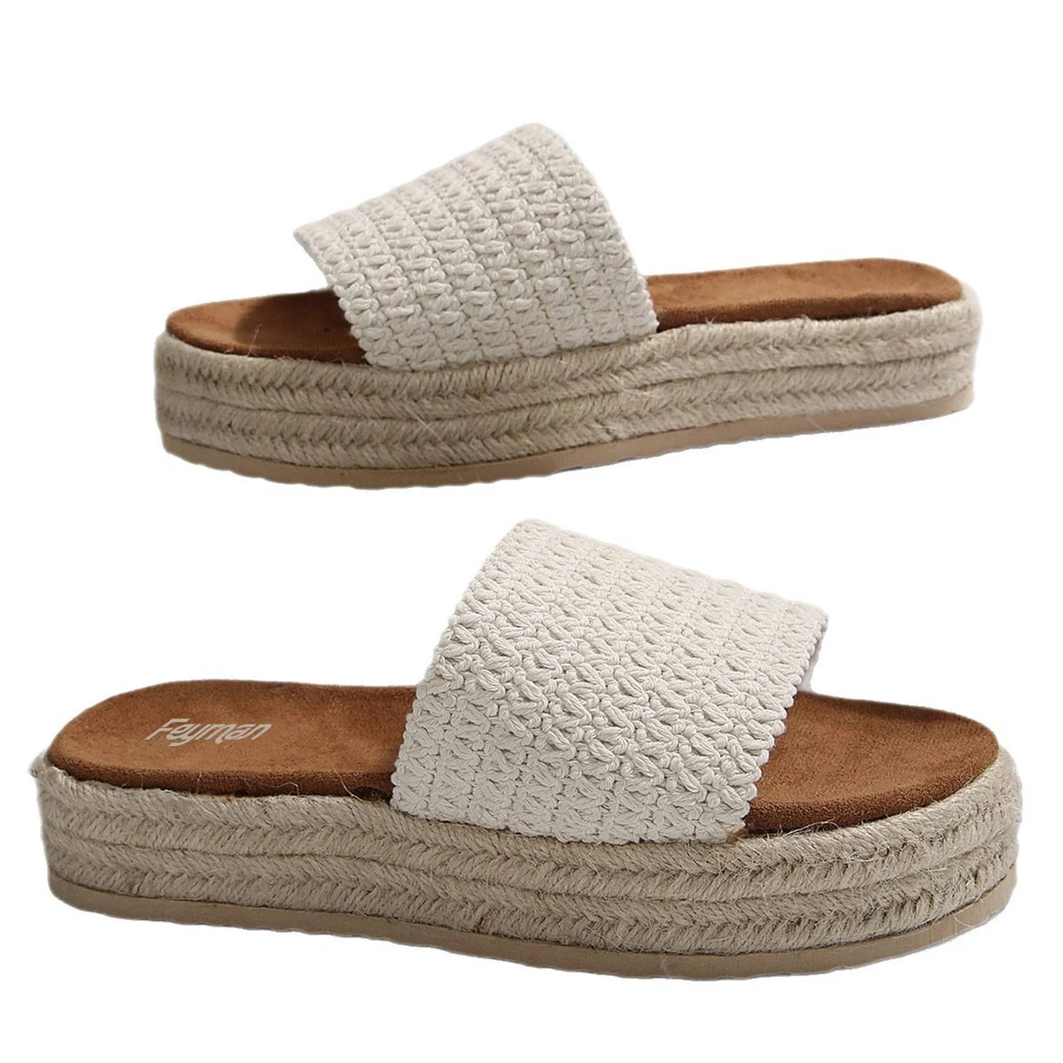Women Open Toe Braided Jute Platform Sandals 1