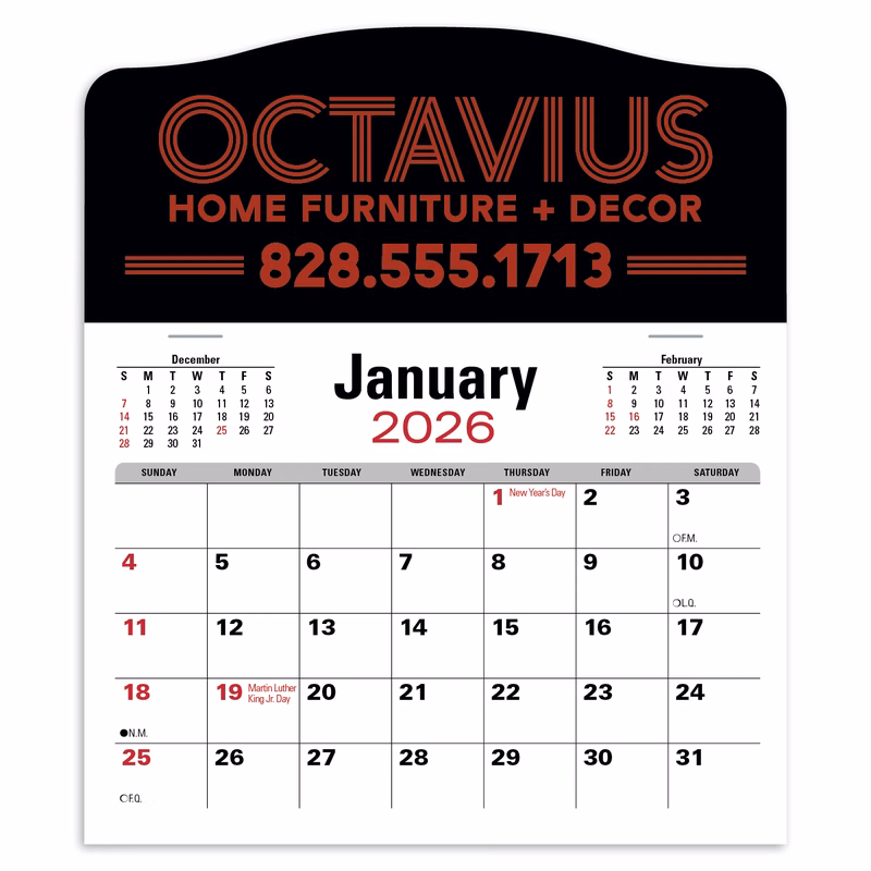 Triumph® Calendars Press-N-Stick Jumbo Header with 3-Month Calendar