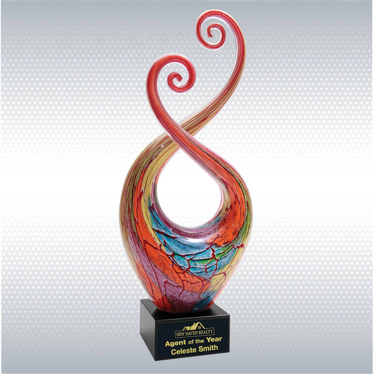 14" Multi-Color Twist Art Glass w/Black Base 1