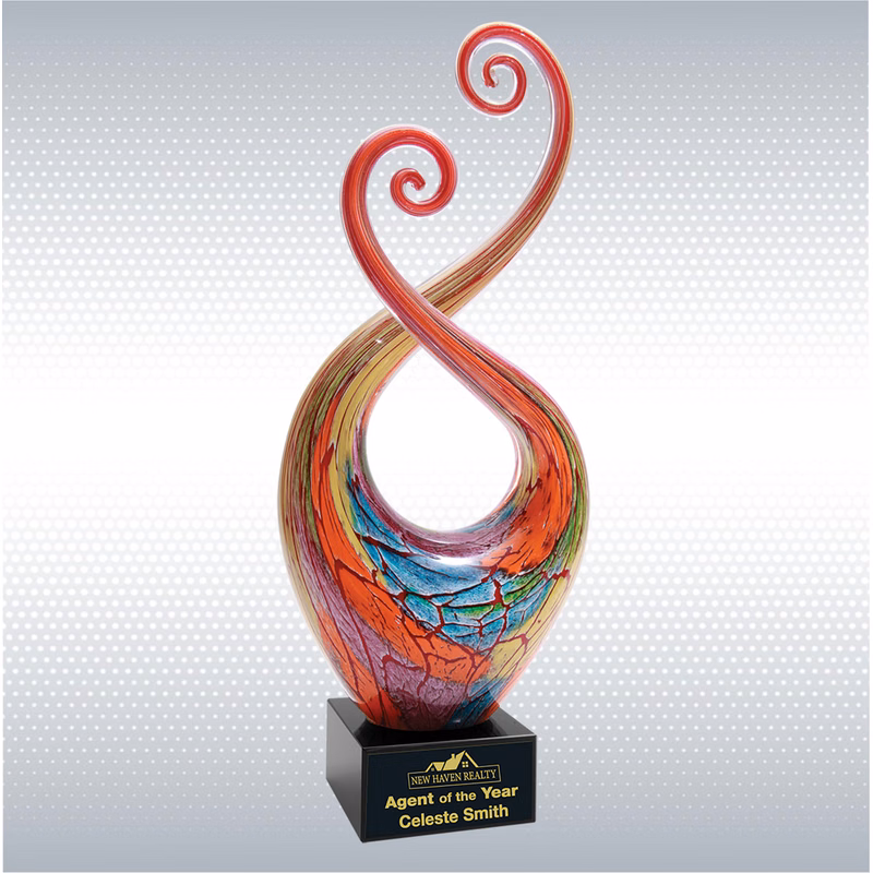 14" Multi-Color Twist Art Glass w/Black Base