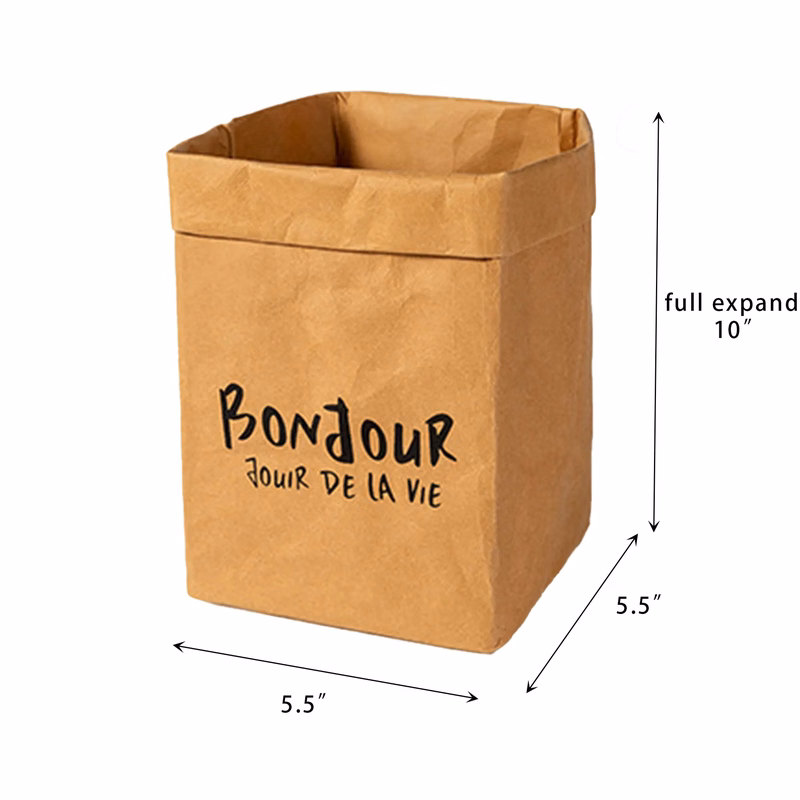 MOQ 100 Customizable Washable Kraft Paper Storage Bags