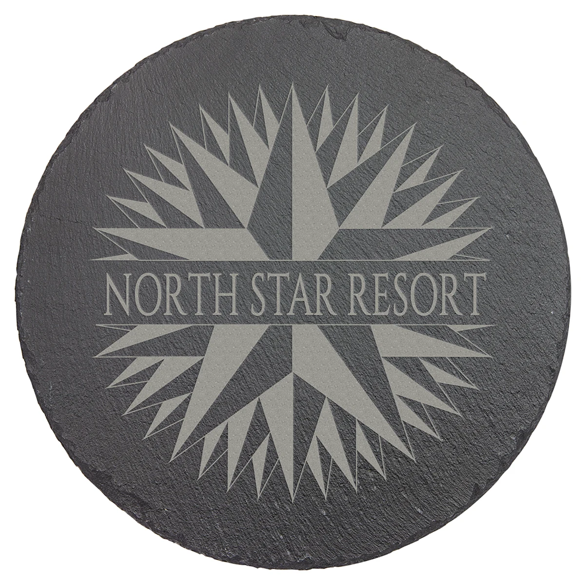 9 3/4" Charcoal Gray Round Slate Decor with Foam Pads 1