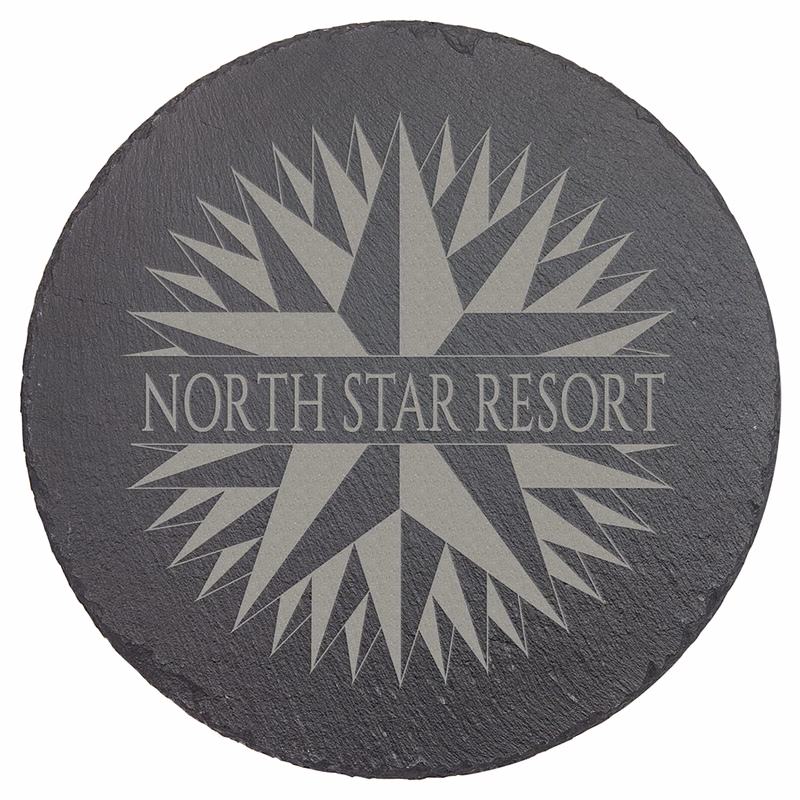 9 3/4" Charcoal Gray Round Slate Decor with Foam Pads