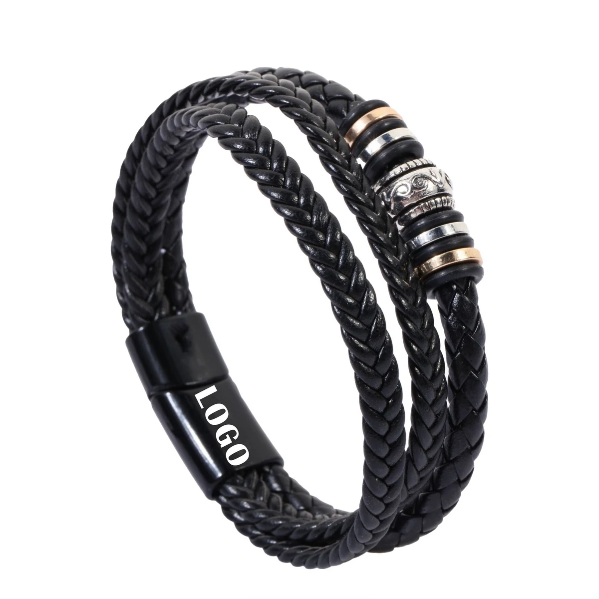 Punk Woven Leather Wrap Bracelet 1