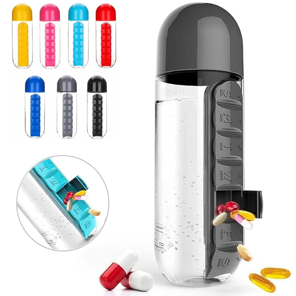 2-in-1 Pill Organizer Water Bottle 1