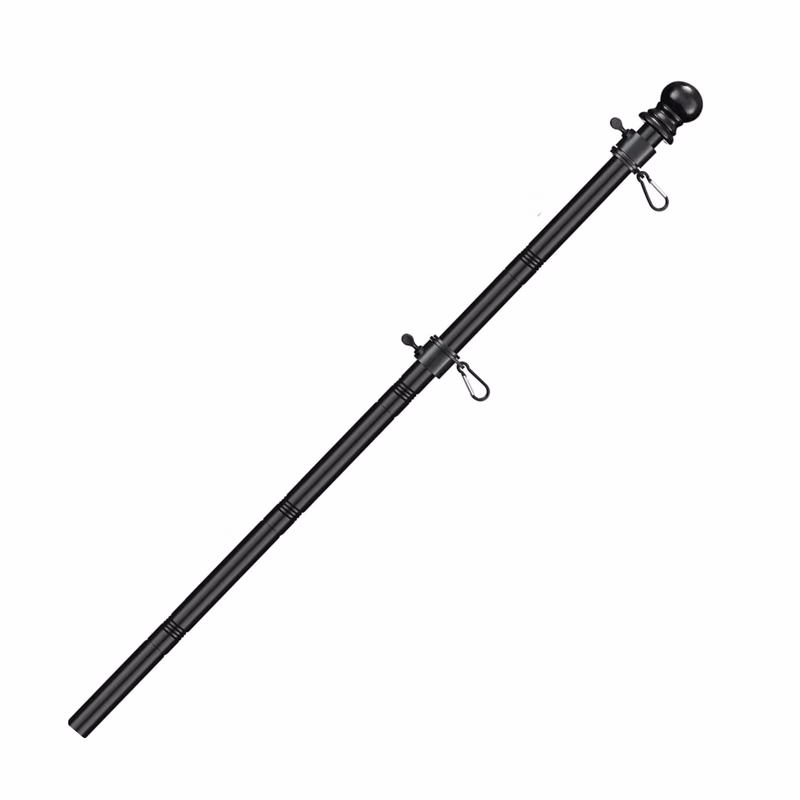 6' Flagpole with Rotating Clips-Black/White
