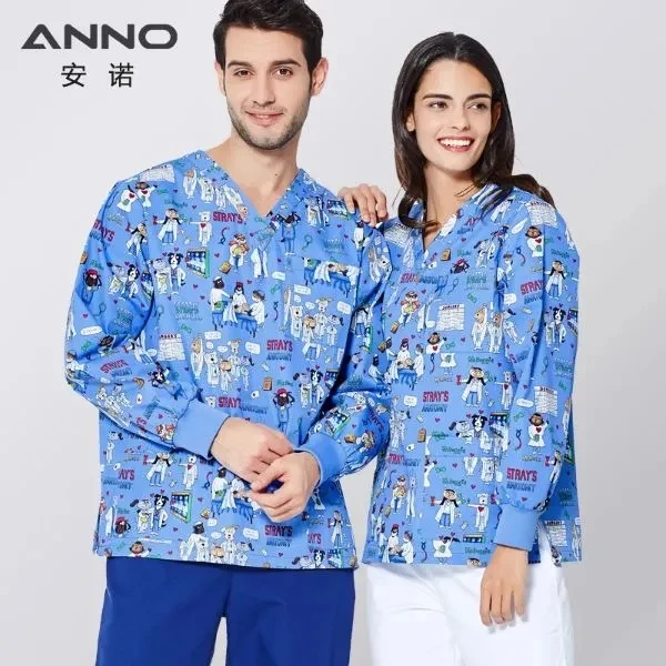Long Sleeve All-Over Print Scrubs 1