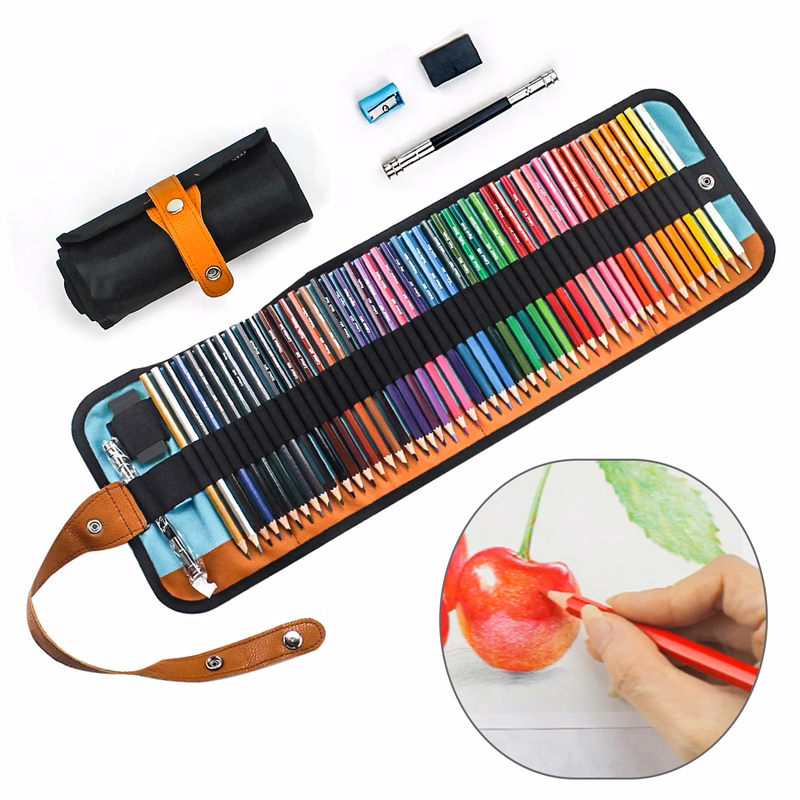 50-Piece Colored Pencil Set with Canvas Pouch