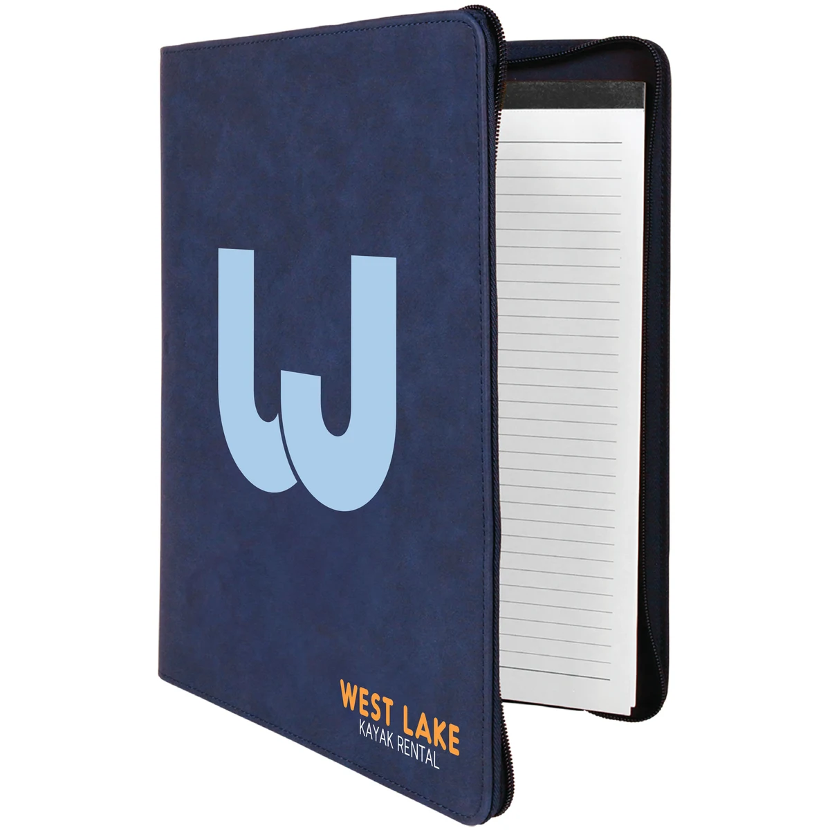 9" x 12" Leatherette Blue/Black Portfolio with Zipper 1