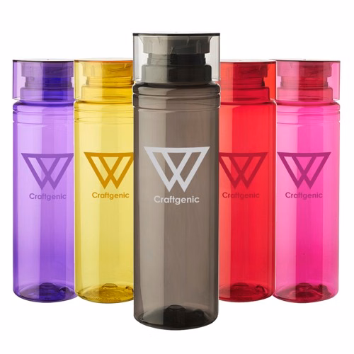 Cylindrical Plastic Water Bottle - Plastic, 30 Oz.