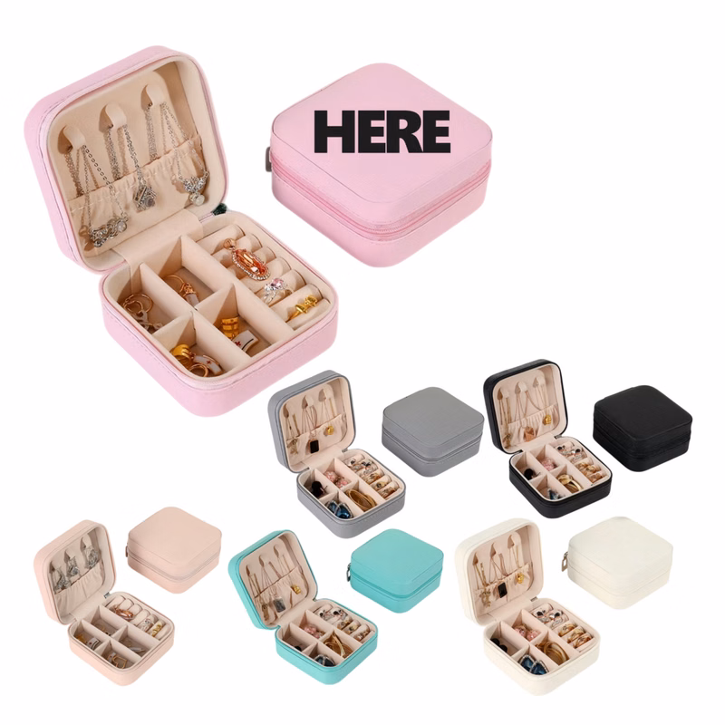 Portable Square Cross-Grain Jewelry Storage Box