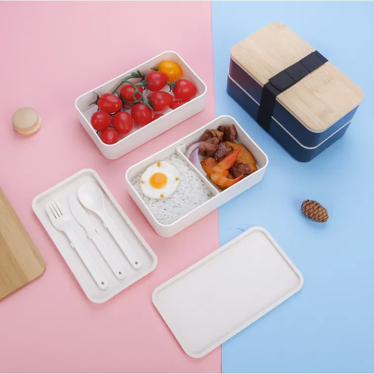 Two layer 1200ml capacity Wheat Straw/bamboo Bento Lunch Box 1