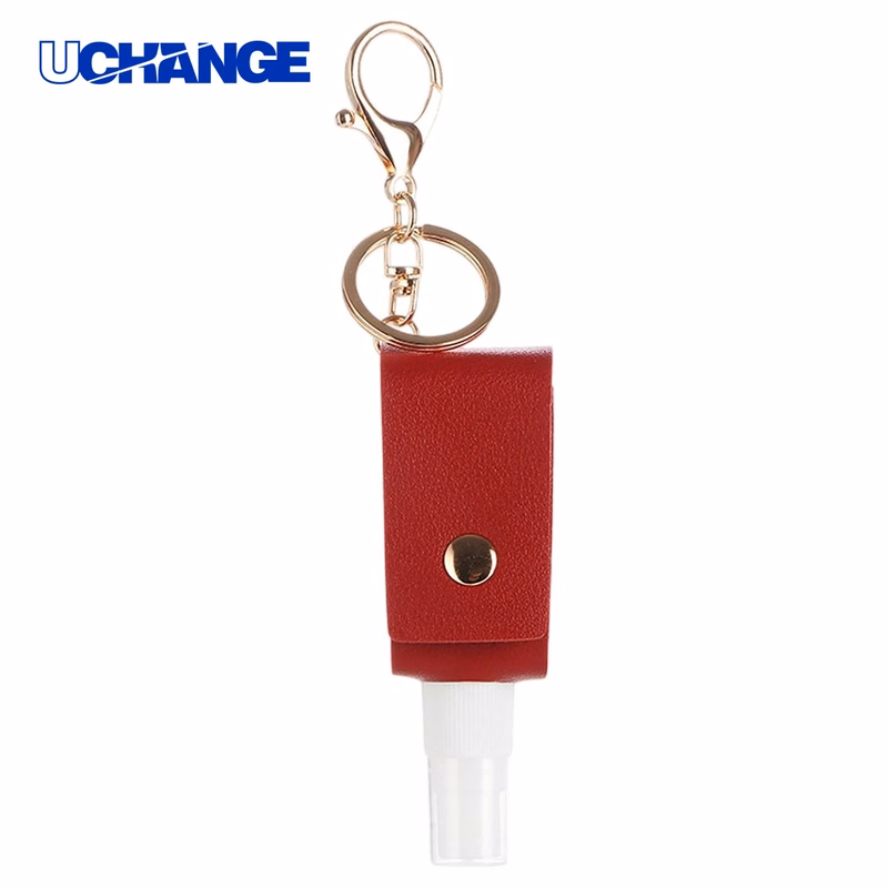Leather Strap Key Ring Keychain with 1 oz Mini Spray Bottle 4.3" x 1.3"