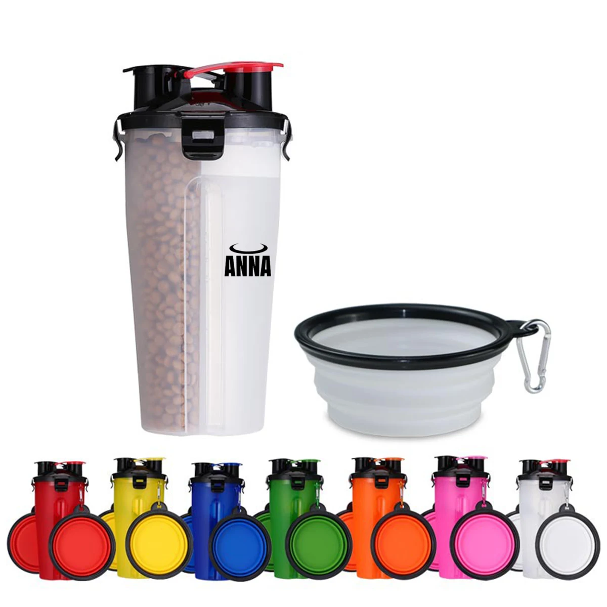 2 In 1 Pet Food Container With Collapse Bowl 1