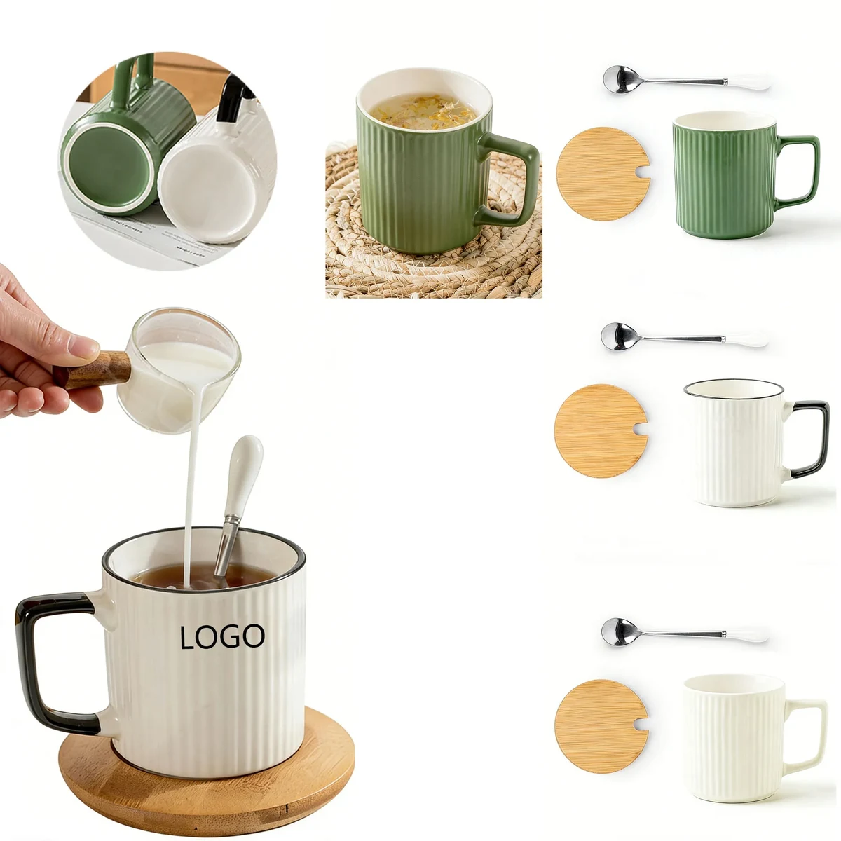 Ceramic Mug with Wooden Lid and Spoon 1