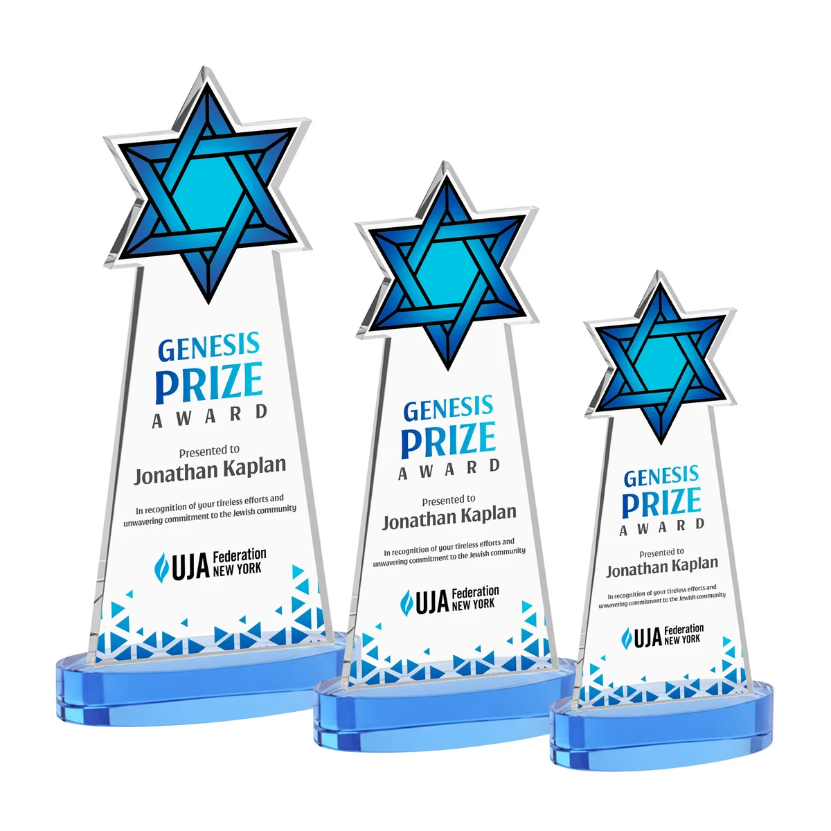 Star of David VividPrint™ Award on Alberton Base - Sky Blue 1