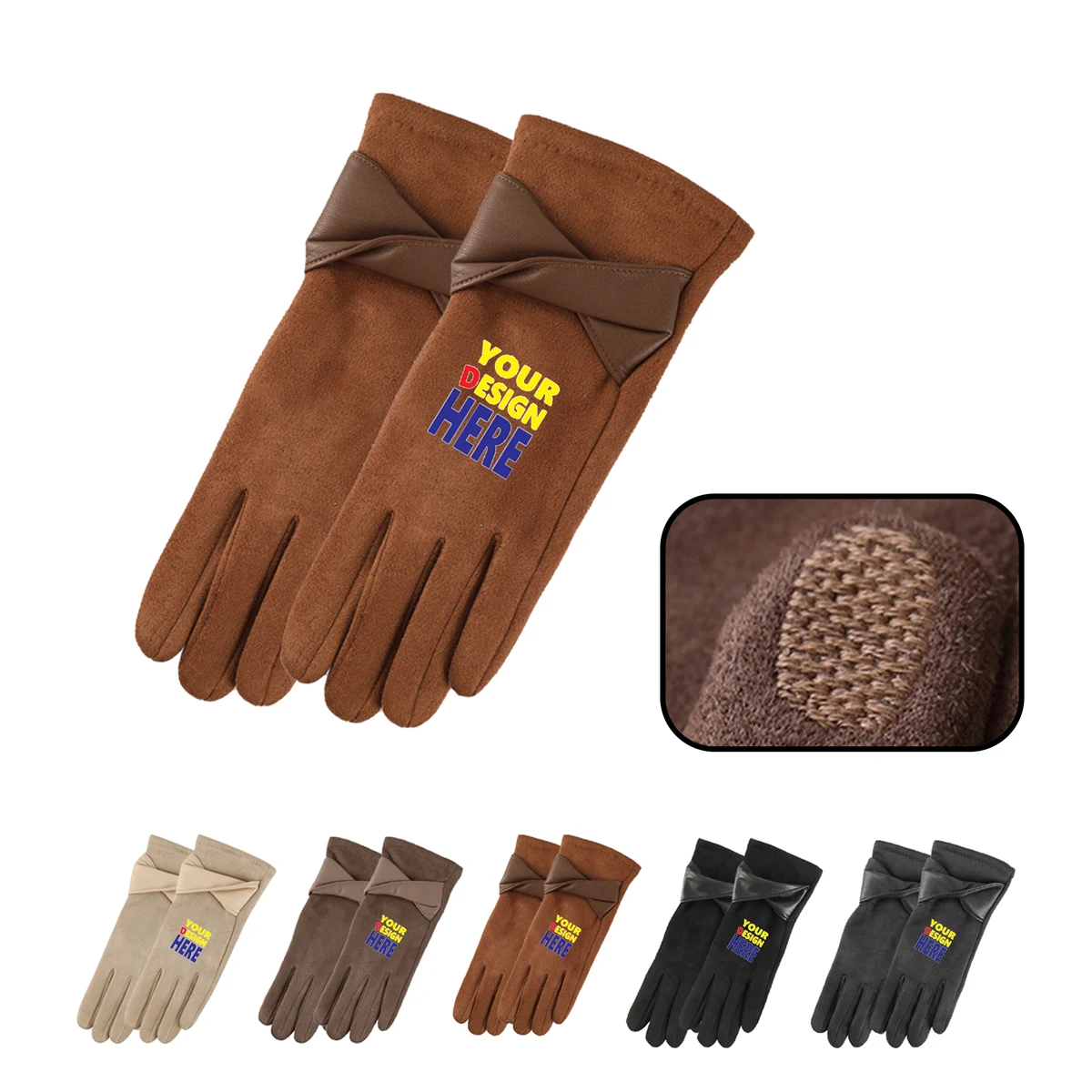 MOQ 20 PCS Womens Winter Faux-Suede Gloves 1